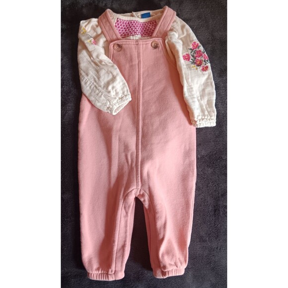 shirt and pants 6 to 12 month Old Navy long sleeve with Flowers Bib girl baby - Picture 1 of 7